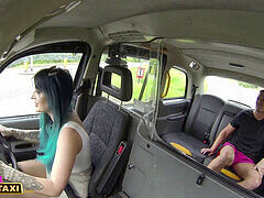 Hot chick Alexxa Vice in a fake cab asks to be taken to the Cock Inn