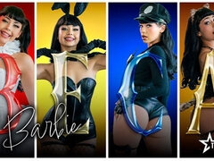 Zadok, Veľký zadok, Kuřba, Brunetka, Spermie v puse, Hlboký orál, Koža, Monštrum