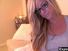 Amateur, Lunettes, Fait maison, Cuisine, Masturbation, Pigtail