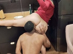 デカ尻, フェラチオ, 足, キス, ラティーナ, オーガズム, スパンデックス, フェラする