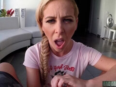 Lusty blonde chick with huge boobs Cherie Deville fucked in the missionary pose