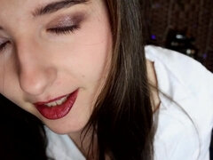 aftynrose brunette secretary flashing big boobs & teasing