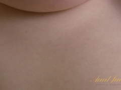 Jen strips from her panties in the laundry room