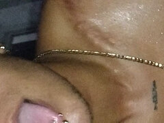 Fucked with the Thong Aside and Creampied in Doggy Style by My Black Bull