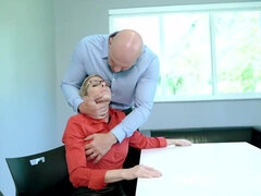 Chesty blondie damsel despairingly needed a superb nail, so she did it with her co- employee