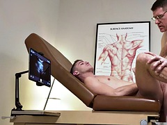 Ultrasound anal fuck by doctor for skinny stud in infirmary