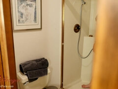 Blondine, Blasen, Schwanz, Selbstgemacht, Masturbation, Pov, Dusche, Spanner