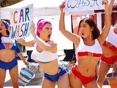 다른 인종간의, 키스, 레즈비언, 대단히, 랑제리, 밀프, 보지, 젖가슴