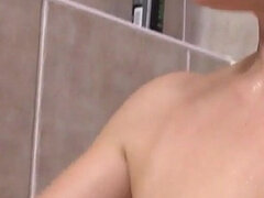 Old MILF Amelia Pleases Her Pussy with a Dildo in the Bathtub