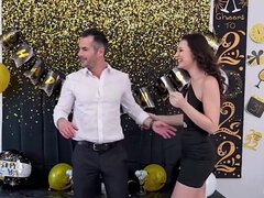 Stepdaughter duo seducing daddy for a hard FFM fuck