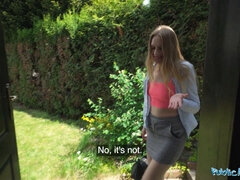 Nikki Riddle taken to a garden shed and has her wet pussy pounded by a huge cock