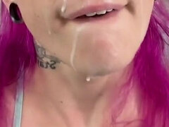 Kont, Sperma, Vrouw, Masturbatie, Kut duiken, Roodharige vrouw, Tatoeage