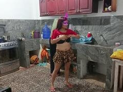 Eccentric neighbor Goky puts on an explicit show in the kitchen