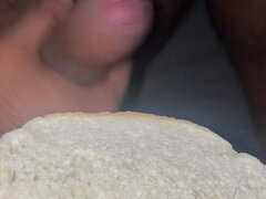 Fucking and Giving Cum to My Bitch to Eat with Bread