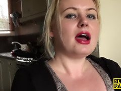 Blonde, Rondelette, Tir de sperme, Faciale, Hd, Réalité, Rugueux, Esclave