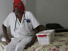 Africano, Amateur, Negro, Mamada, Pareja, Médico, Enfermera
