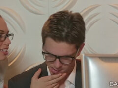 Pijpbeurt, Lul, Europees, Handbeurt, Latijnse vrouw, Natuurlijke tieten, Kantoor, Trio