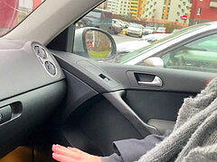 Public blowjob, outside blowjob, blasen im auto