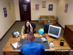 Busty Tits cougar drops tiger top and rides principals penis