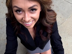 Kara Faux sucks hard knob and gets banged outdoors