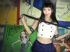 Marica peels off off her costume and plays with herself