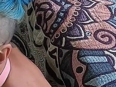 Tailed Wife Sucking Cock and Licking Balls Then Eating Cum