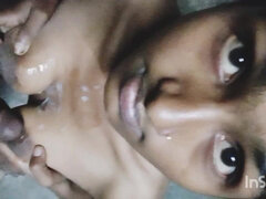 18 ans, Amateur, Sucer une bite, Couple, Éjaculer dans la bouche, Mignonne, Indienne, Petite femme