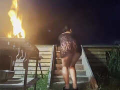 Stairway Tease by the Fire - Sheer Top, Thong & Slow Dance