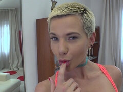 Short haired lady Subil Arch fucked hard on the sofa