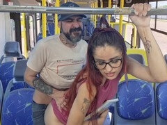 18, 브라질, 버스, 대학교, 공개적인, 유혹된, 분출