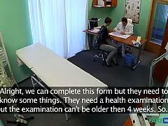 Fake health center - hot dark haired trades porno for health examination docs