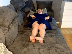 Bonie and Clyde get steamy after a shower, indulging in solo pleasure on the couch with moans and multiple orgasms