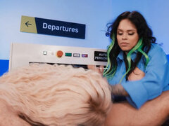 Sexy Sluts Fuck at the Airport with a Tired Passenger