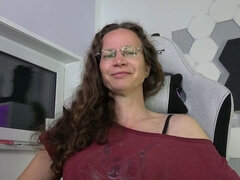 Dildo, Schmuddelige sprache, Fetisch, Brille, Behaart, Reif, Muschi, Solo