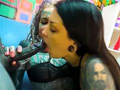 Alternative and hippie woman enjoy getting anal pounded and facial jizz flows