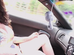 Curvy Tattooed British Brunette Fucked Outdoors - Harmony Reigns handjob in car