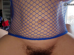 Amateur MILF Rides Her Lover in Private - Cum on My Hairy Butterfly Pussy