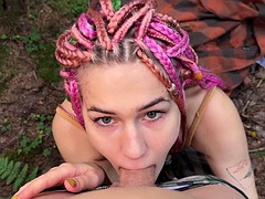 Amateur, Beauté, Sucer une bite, Couple, De plein air, Pov, Russe, Épouse