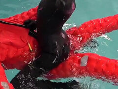 Human Life Raft - Inflated Suit Slave Pool Domination