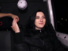 Shapely cutie Alina Lamour riding eager cock in the backseat