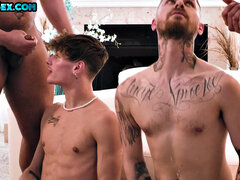 Anaal, Pijpbeurt, Zwart, Sperma in gezicht, Homo, Groep, Pornster, Tatoeage