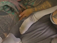 POV Anal Threesome with Tattooed Dick and Thick Goth Babe
