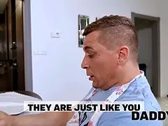 Stepdaddy and his young son get a VIP treatment in this hot Russian sex tape