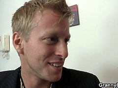 Her hairy old pussy is drilled by stiff young cock