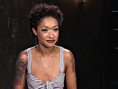 Ebony beauty slapped and spanked before being fingered by dom