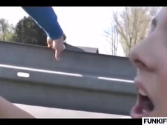 Stor kukk, Blond, Brunette, Samling, Sæd i munnen, Dype svelg, Ansiktssperm, Utendørs