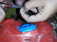 Enthousiasteling, Condoom, Sperma shot, Harig, Masturbatie, Alleen, Thais