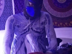 Solo Puppy Play Bodysuit Feet Bare. Self Bondage Rope Mask Anal Tail