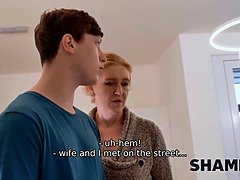 Watch as hot blonde MILFs cheat in front of their shameful mature neighbors