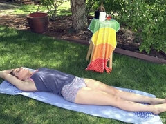 お尻, ブロンド, 毛深い, 下着, オナニー, 乳首, アウトドア